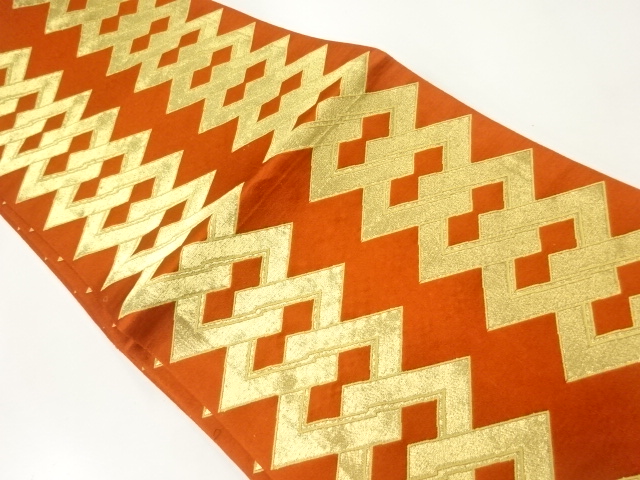 JAPANESE KIMONO / ANTIQUE FUKURO OBI / SILK / WOVEN RHOMBUS